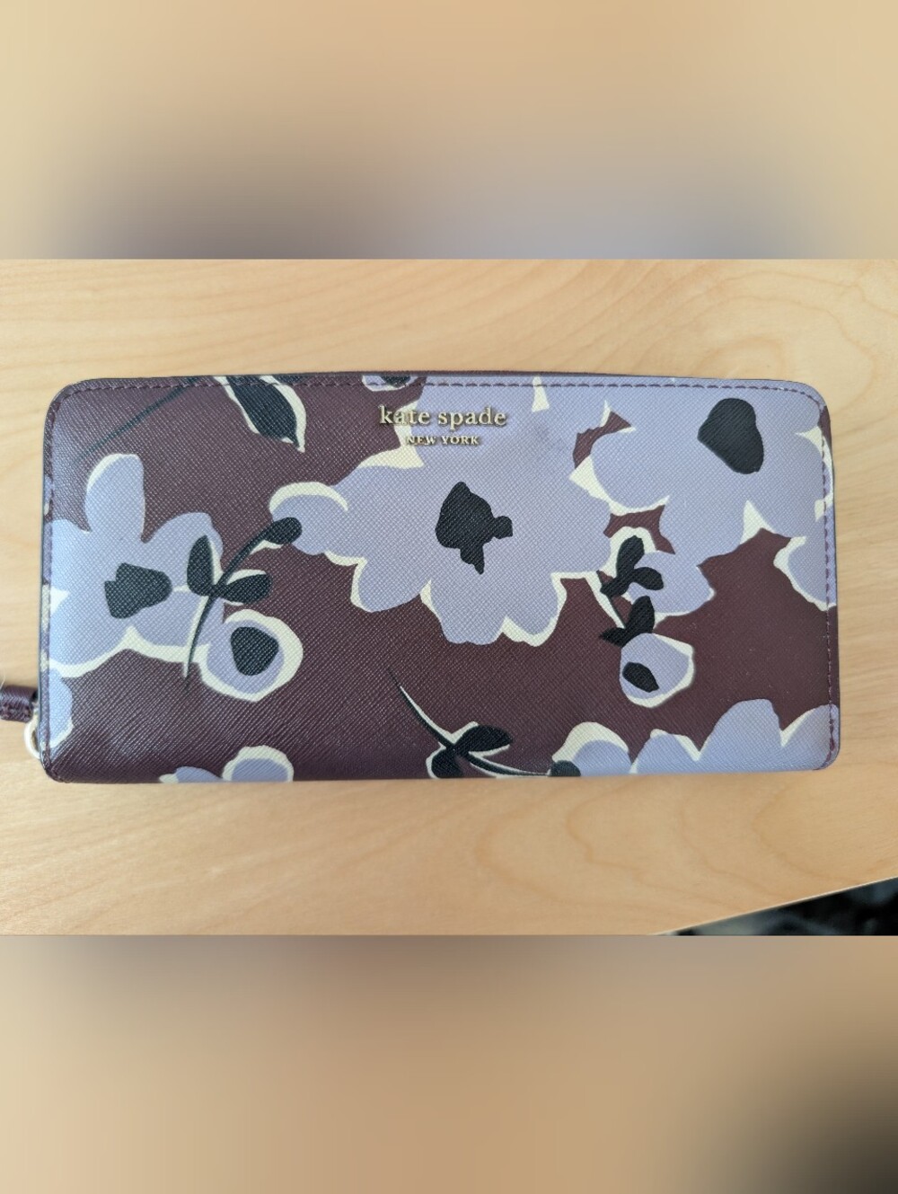 kate spade Floral Saffiano Wallet in Plum and Lilac